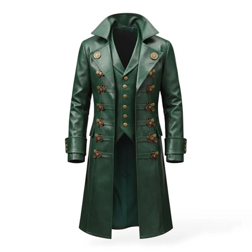 Men green steampunk leather - men's,