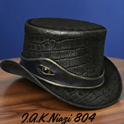 Steampunk leather top hat - top,