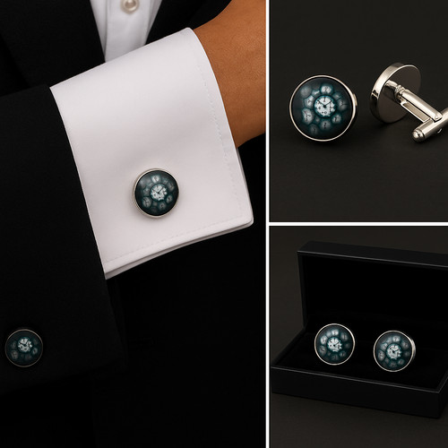 Clock pattern cufflinks 16mm - clock,