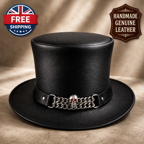 Black leather gothic - leather, hat