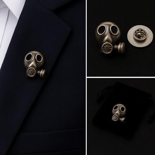 Gas mask lapel pin badge - lapel,