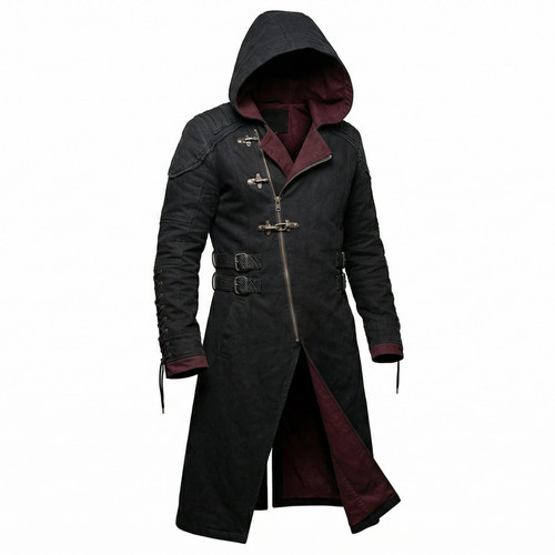 Men gothic hooded long - men's, coat