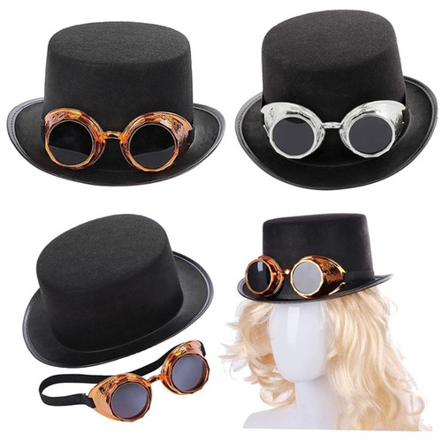 Steampunk men hat with goggles - with,