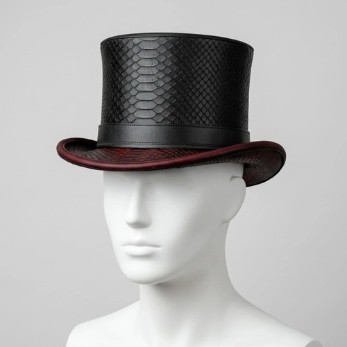 Premium black leather top - top, hat