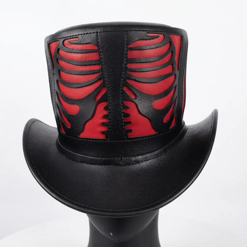 Black red leather - red,