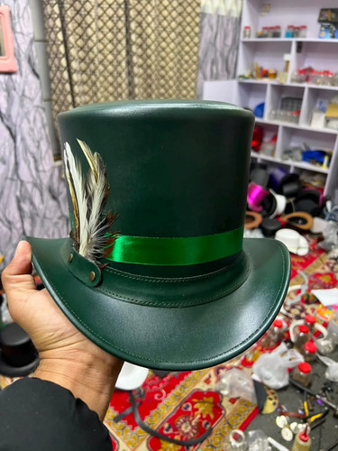 Dark green leather - top, hat
