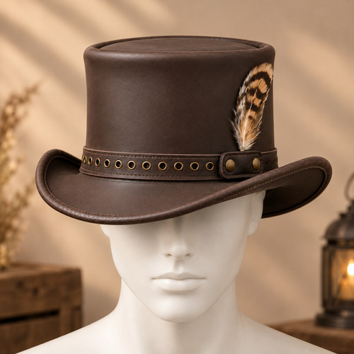 Steampunk top hat - steampunk, brown