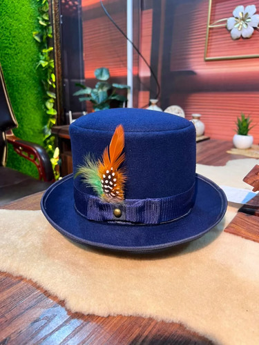 Navy blue top hat - top, with