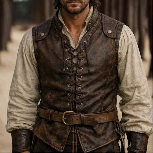 Men leather steampunk vest - men's,
