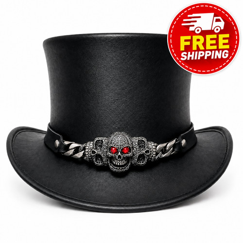 Black genuine leather gothic - leather,