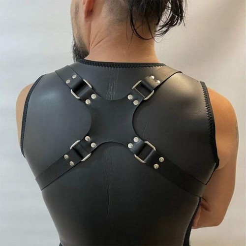 Men leather chest harness - leather,